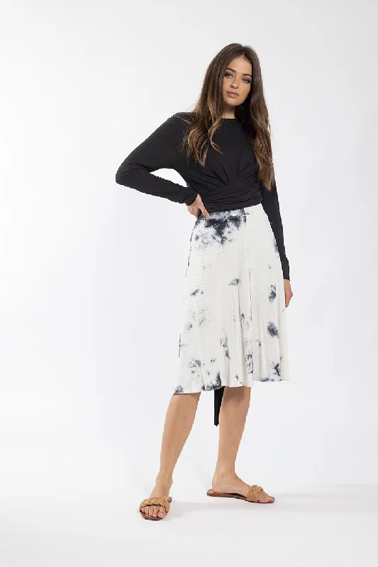 Plaid silk skirt-Monn Black Tie Dye Skirt 251B