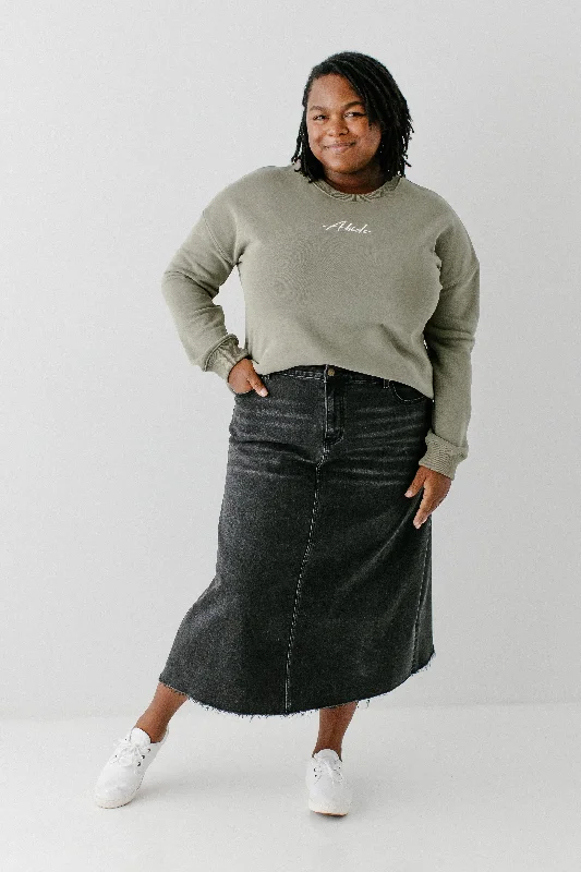 Cargo cotton skirt-Plus 'Brooke' A-Line Stretch Denim Midi Skirt FINAL SALE