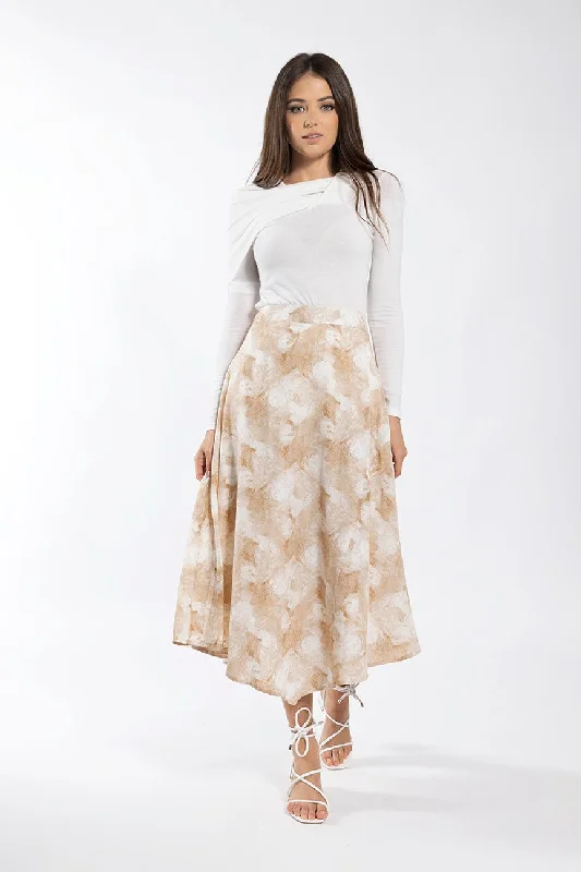 Sequin denim skirt-Static Sand Tie Dye Asymmetrical Midi 811S