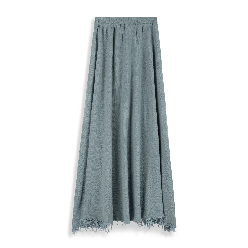 Tiered denim skirt-The Norway Club Light Denim Maxi Fringe Skirt SB2CM7929SL